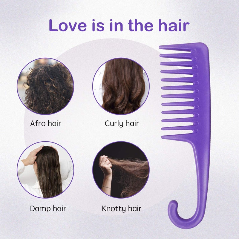 Wapodeai Wide Tooth Comb Detangling Hair Brush, Premium Care Handgrip Comb, Apply to For Curly, Wet, Dry, Thick Hair Etc. (Purple) - Image 4